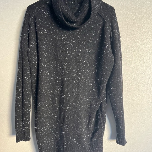 Athleta Black Speckled Wool and Cashmere Blend Turtleneck Tunic S Teacher - Picture 4 of 6